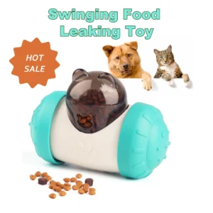 Automatic Innovative Bear-Shaped Tumbler Wobble Dog Toys Interactive Cat Toy Slow Feeder Treat Dispensing Toys Pet Accessories